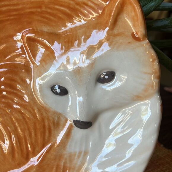 Earthenware Fox Salad plate 8" around new never used Bohemian - Picture 3 of 3